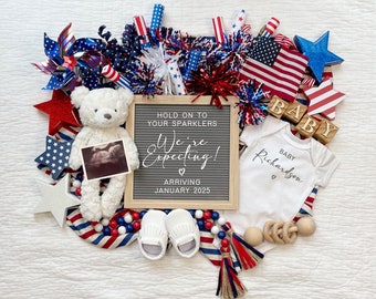 4th Of July Pregnancy Announcement: Patriotic Baby Reveal (Digital Template)