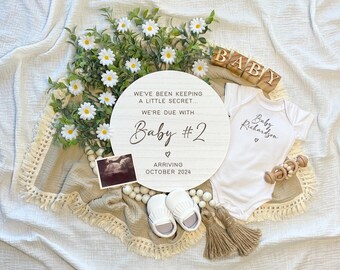 Second Baby Announcement, Digital Pregnancy Announcement, Baby Number 2, Editable Template, Social Media Reveal, Here We Grow Again