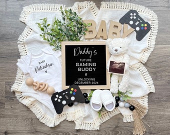 Video Game Digital Pregnancy Announcement, Gamer Husband Baby Announcement, Gender Neutral Baby Reveal, Editable Pregnancy Template, Baby