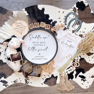 Western Pregnancy Announcement Digital, Cowboy Baby Announcement, Ranch Baby Announcement Template, Social Media Reveal, Editable Template