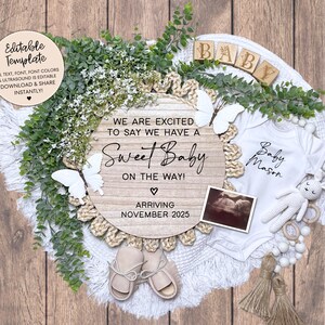 Pregnancy Announcement Template, Gender-Neutral Baby Announcement, Downloadable Editable Template, Social Media Reveal, Custom Baby Reveal
