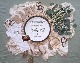 Second Baby Announcement, Digital Pregnancy Announcement, Baby Number 2, Editable Template, Social Media Reveal, Here We Grow Again