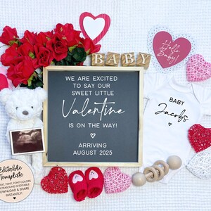 EDITABLE Valentine Pregnancy Announcement, Digital Baby Announcement Template, Social Media Reveal, Neutral Baby February Pregnancy Template