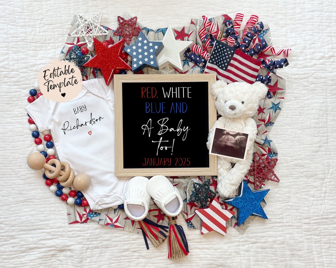 Fourth of July Pregnancy Announcement, Digital Summer Announcement ...