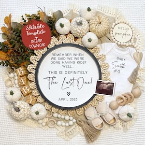 Fall Last One Pregnancy Announcement Digital, Grand Finale Baby, Fall Baby Announcement, Editable Pregnancy Template, Social Media Template
