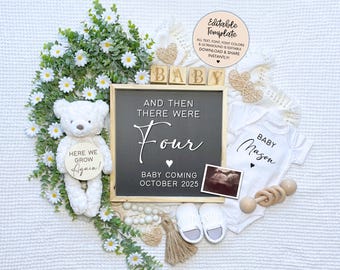 Second Baby Announcement, Digital Pregnancy Announcement, Instant Editable Template, Gender Neutral Baby, Social Media Reveal, Baby Number 2