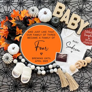 Halloween Digital Pregnancy Announcement For Social Media, October Second Pregnancy Reveal Digital, Editable Baby Announcement Template