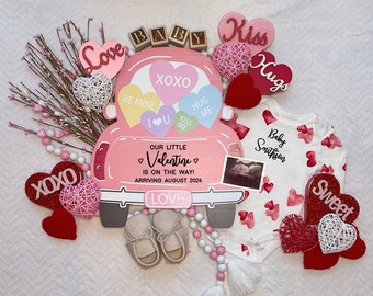 Valentine Pregnancy Announcement, Digital Baby Announcement, Gender Reveal, Editable Template, Social Media Instagram Facebook, February