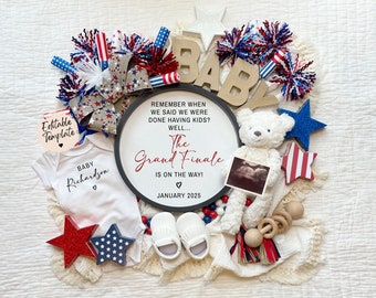 Last One 4th of July Pregnancy Announcement, Digital Grand Finale Baby Announcement, Editable Pregnancy Template, Summer Announcement Ideas