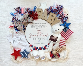 Last One 4th of July Pregnancy Announcement, Digital Grand Finale Baby Announcement, Editable Pregnancy Template, Patriotic Announcement
