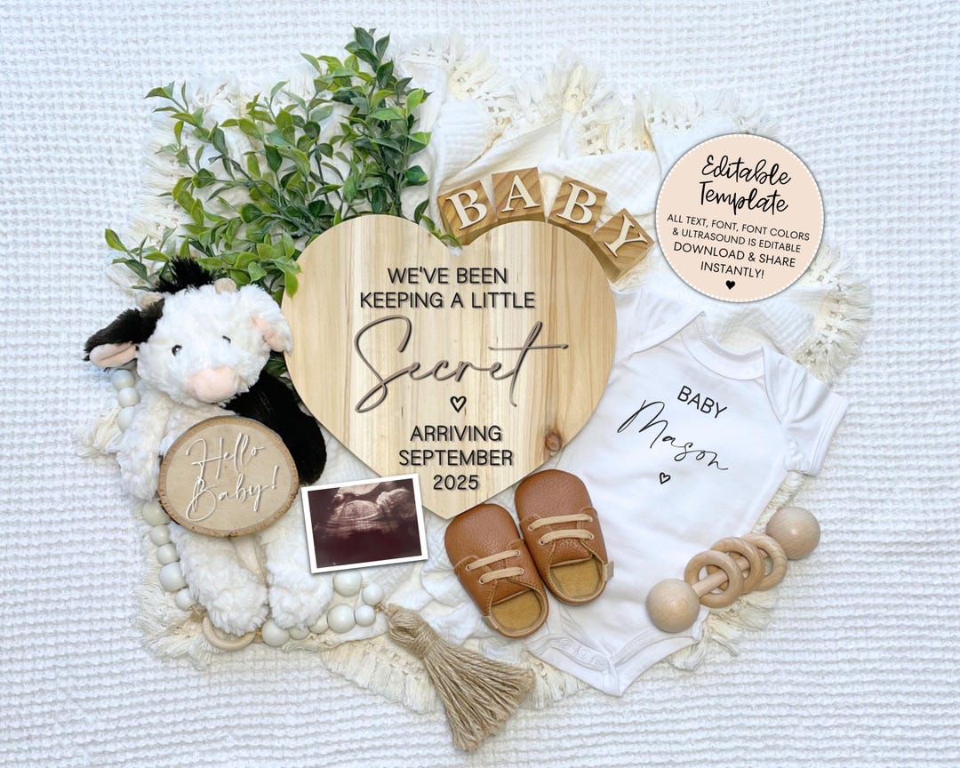 Editable Pregnancy Announcement Template Instant Digital Download Etsy