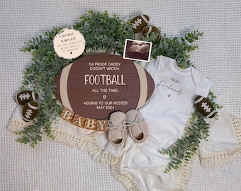 Football Pregnancy Announcement, Digital Baby Announcement, Editable Template, Gender Reveal Idea, With or Without Sonogram Ultrasound