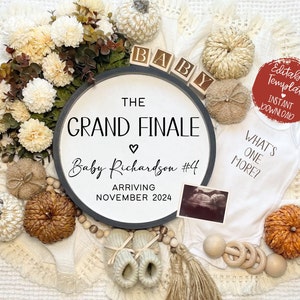 Fall Last One Pregnancy Announcement Digital, Grand Finale Baby, Fall Baby Announcement, Editable Pregnancy Template, Social Media Template