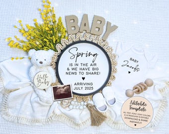 Spring Pregnancy Announcement: Gender Neutral Social Media Template (Digital)