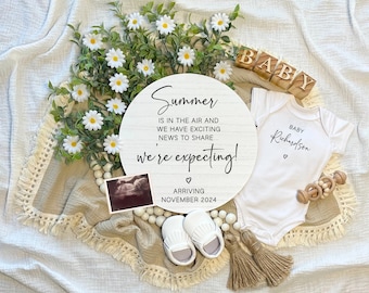 Summer Pregnancy Announcement, Digital Baby Announcement, Tropical Gender Neutral Template, Social Media Reveal, We're Expecting Baby Reveal