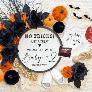 Halloween Pregnancy Announcement Digital, Fall Second Baby Announcement, Gender Neutral October Baby, Editable Social Media Reveal Template