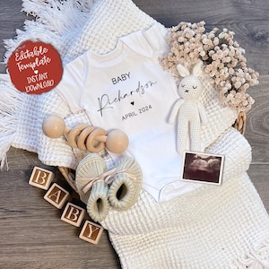 Simple Minimalist Pregnancy Announcement Digital, Gender Neutral Boho Baby Announcement, Modern Editable Social Media Baby Reveal Template