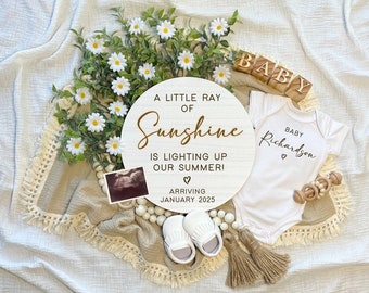 Summer Pregnancy Announcement, Digital Baby Announcement, Gender Neutral Template, Editable Pregnancy Template, Social Media Baby Reveal