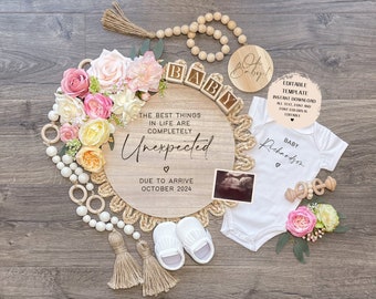 Pregnancy Announcement Digital, Instant Download Baby Announcement, Editable Template, Social Media Reveal, Spring Unexpected Baby