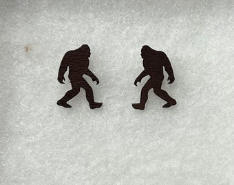 Bigfoot wood laser cut earrings-Glitter