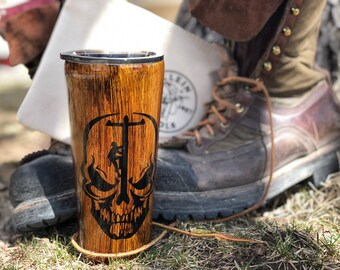 Lineman wood grain tumbler 24 oz.