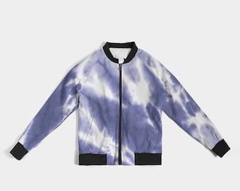 Dambomberjacka Blå Tie Dye Bleach Resist - Trendig Streetwear