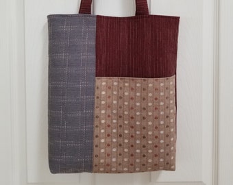 Gray/Burgundy Handmade Tote Bag / Shoulder Bag / Gift for Her / Handmade Eco Bag