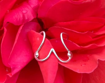 Boob Ring, handmade sterling silver tittie wire ring, boobie, breast, feminine, adjustable