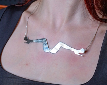 Spread Legs Necklace, Handmade sterling silver statement necklace, unique and my original design