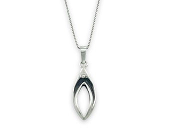 Handmade Sterling Silver Vulva Pendant, Feminine Necklace