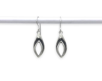 Vulva Earrings, Handmade Sterling Silver, Feminine Hook Dangle Earrings