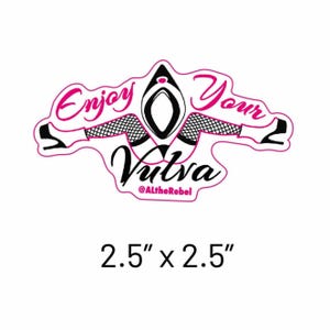 Enjoy Your Vulva Sticker, spread legs, fish net decal
