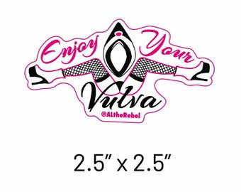 Enjoy Your Vulva Sticker, spread legs, fish net decal