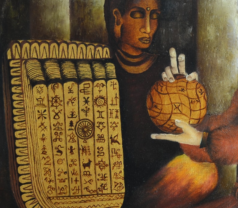 meditation art MONK painting Spiritual wall art Buddha wall art Asian wall art saint man wall art Spiritual home decor altar art