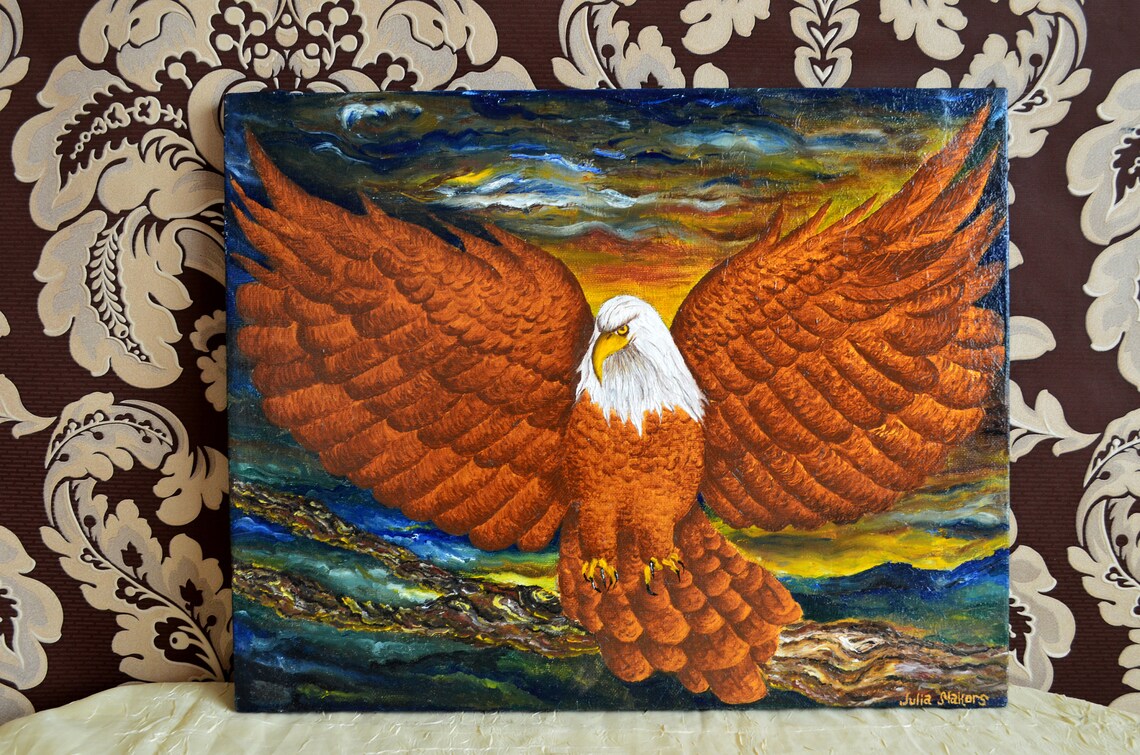 EAGLE original Oil Painting on canvas bird wall art Etsy