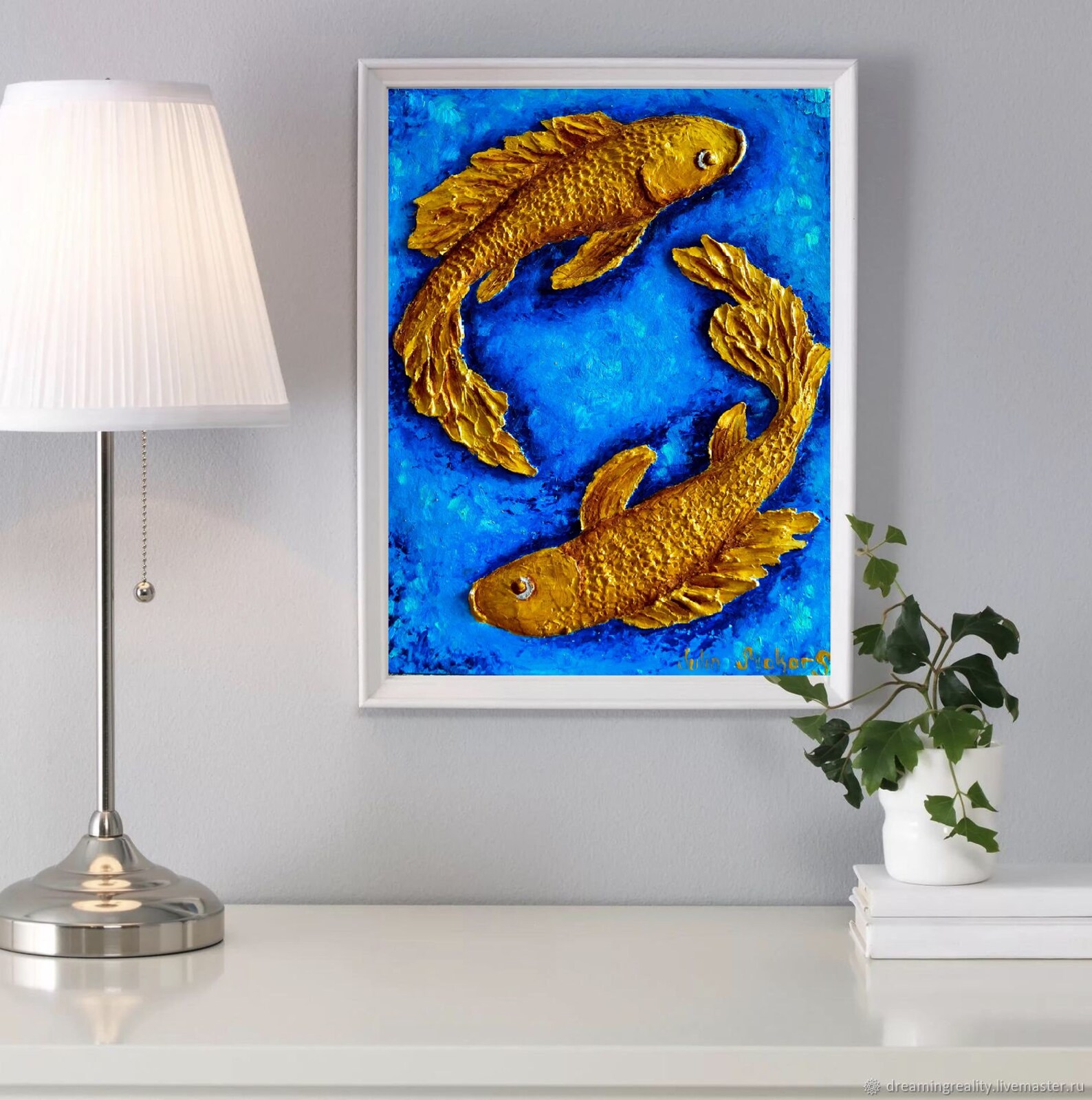 Koi FISH painting Koi wall art Pisces painting Zodiak Pisces Etsy