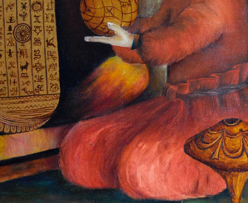 meditation art MONK painting Spiritual wall art Buddha wall art Asian wall art saint man wall art Spiritual home decor altar art