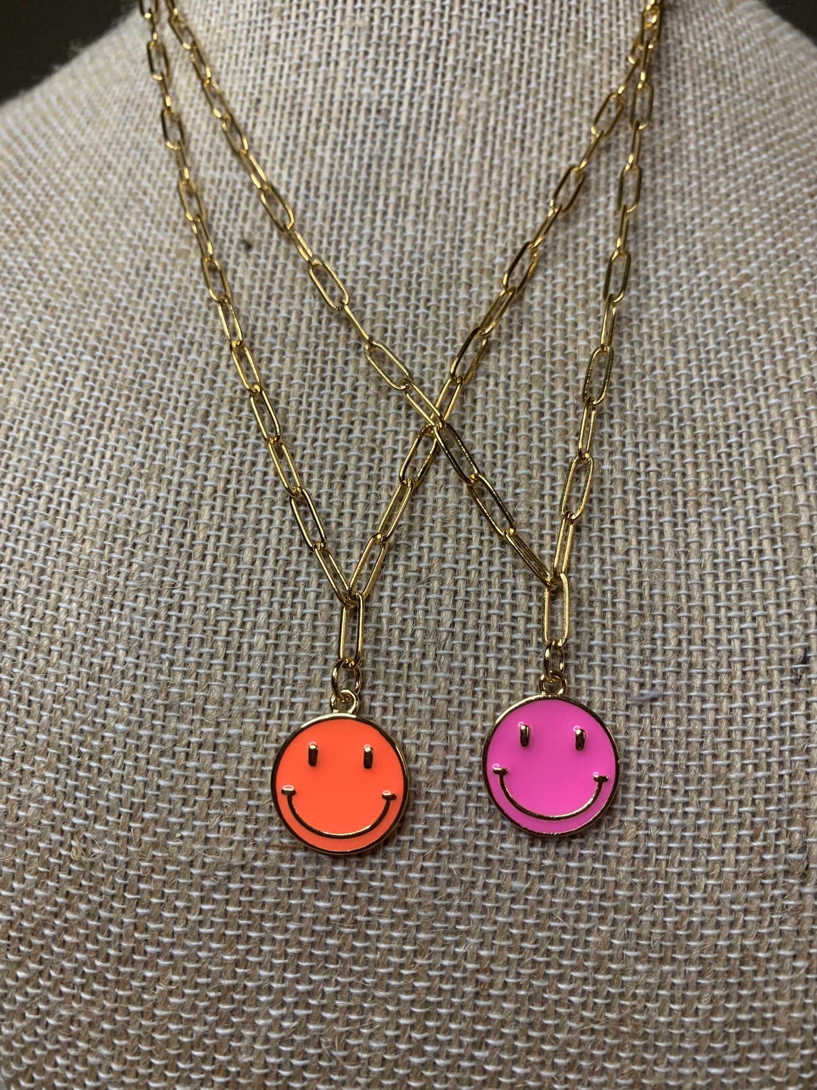 Smiley Face Necklace Orange Smiley Face Necklace Pink Etsy