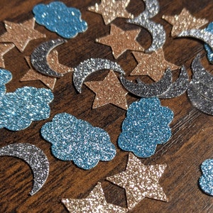 Twinkle Twinkle Little Star Baby Shower, Stars, Moon, Cloud Baby Shower Confetti