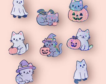 Halloween Cats, Ghost Cats, Witch Cats, Cats with Pumpkins