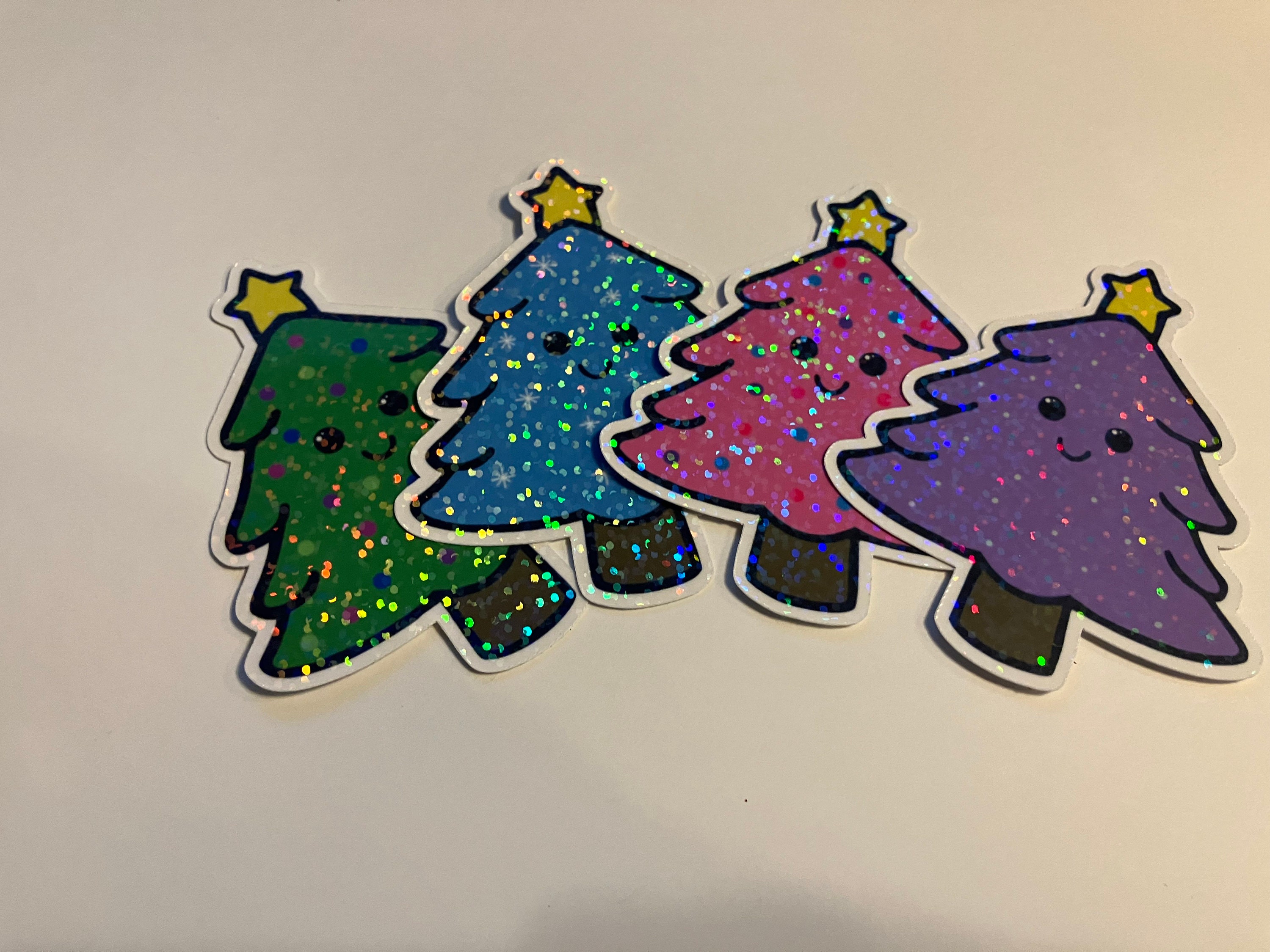 Holographic Christmas Tree Vinyl Sticker, Christmas Tree Sticker,  Holographic Sticker, Laptop Sticker, Water Bottle Decal, Christmas Decor 