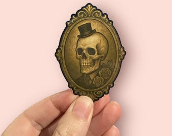 Vintage Skeleton Portrait, Vintage Halloween Sticker