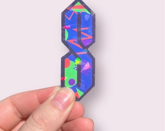 Holographic 90's S Sticker - Dark Blue