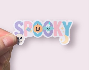 Pastel Halloween SPOOKY Sticker: Holographic Vinyl