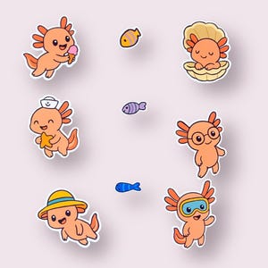 Cute Axolotl Sticker Set