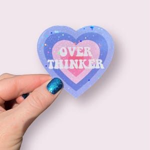Overthinker Sticker, Y2K Aesthetic Sticker, Heart Sticker, Y2K Heart Sticker