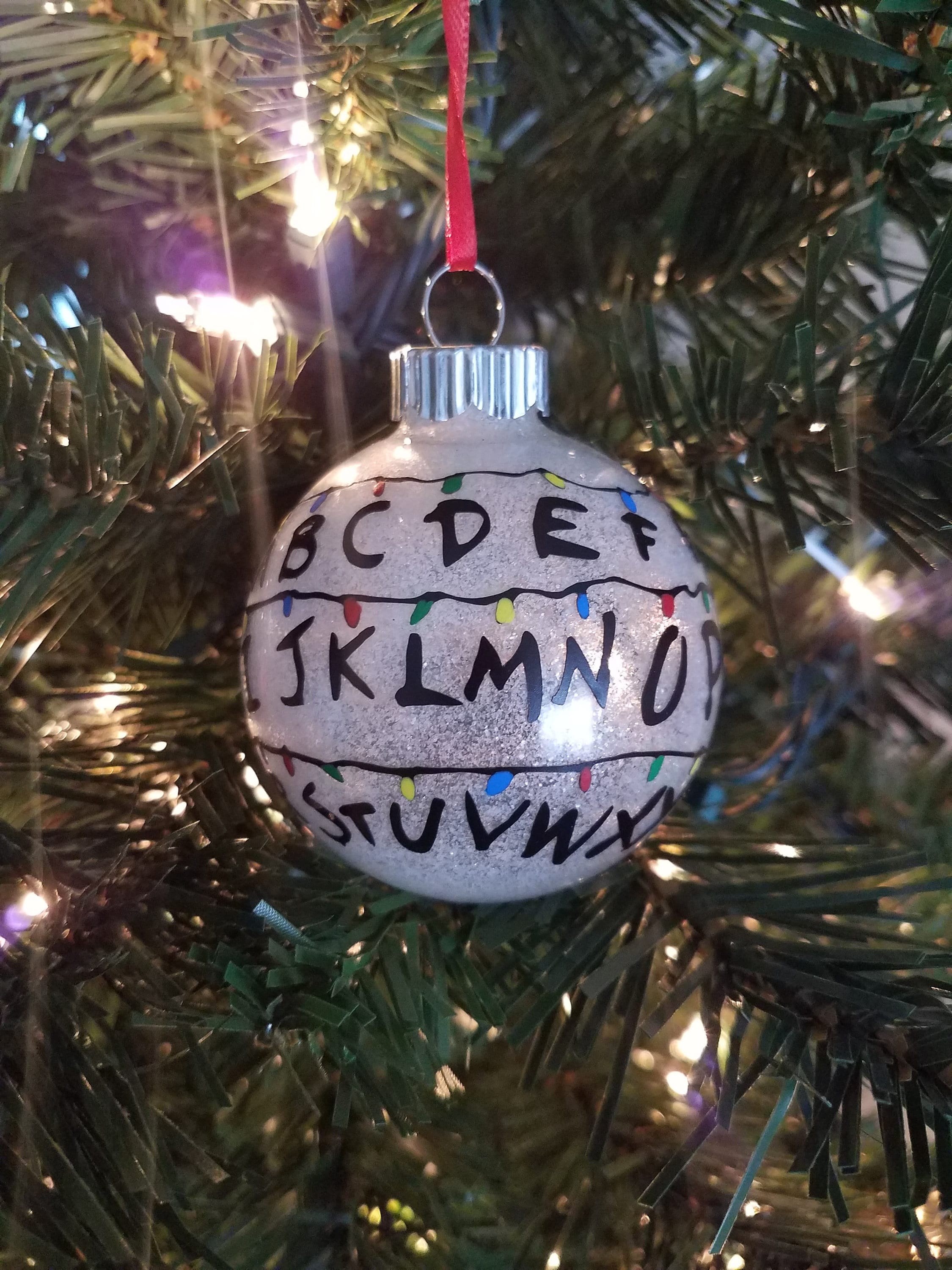 Stranger Things Ornament, Alphabet Wall Christmas Ornament, Glass