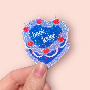 Book Lover Cake Sticker, Bookish Sticker, Cherry Cake Sticker