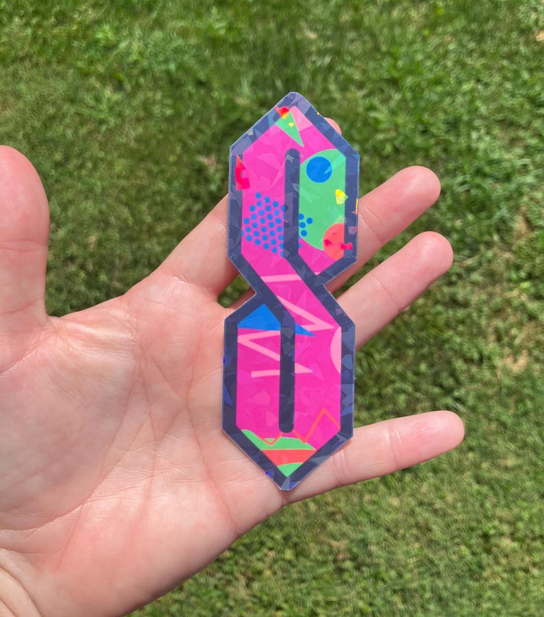 Holographic 90's Sticker - Pink 5 Inch