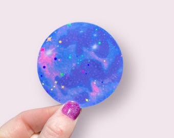 Blue Moon Sticker: Holographic Glitter